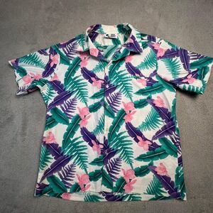 VTG Hilo Hattie Hawaiian Shirt Mens Large XL Tropical Floral Leaf Made Hawaii